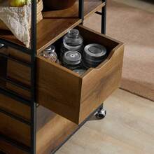 SoBuy Kitchen Trolley Cart Kitchen Storage Trolley Serving Trolley White And Natural W53 X D37 X H89cm FKW111-WN - 棕色 - 查看 5