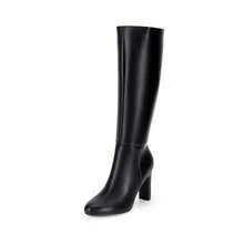 Women's Chunky Heel Knee High Boots Side Zipper Tall Boots Round Toe Solid Color Fashionable Sexy Long Boots For Autumn/Winter - 黑色 - 查看 4
