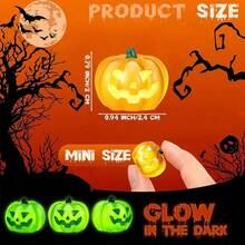 10 buc/20 buc decorațiuni dovleci care strălucesc în întuneric - felinare Jack-O'-Lanterns cu ochi verzi accentuați, fără sursă de alimentare, dovleci realiști mici, potriviți pentru Halloween, Ziua Recunoștinței, centre de masă pentru casă sau sufragerie - material rășină (12 buc), decor de Halloween, strălucește în întuneric, detalii lucrate manual, esențial pentru cumpărături de sărbători, decor pentru casă, decor pentru cameră