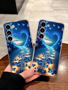 1个蓝色蝴蝶爱心透明软手机壳，兼容三星Galaxy A04e/12/A13/A14/A34/A50/A52/A53/A54/S21/S22/S23/S24/S25/S25Ultra，防水防震防摔防刮，国际版，非国内版 - 無色 - 查看 3