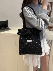 Bolso de hombro de malla nuevo, bolso de mano casual con volantes florales, de gran capacidad para vacaciones, de material de gasa - Multicolor - Ver 6