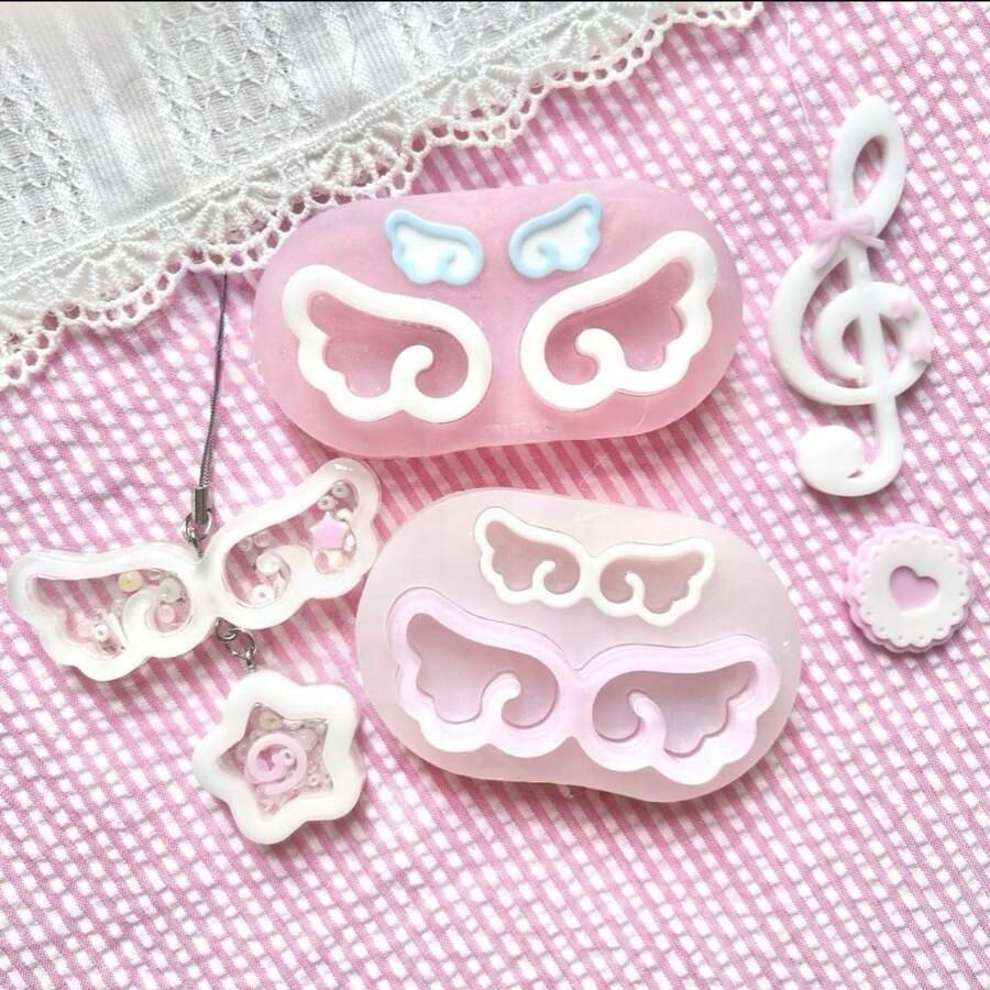 Silicone Mold For Resin Casting, Wings & Tree Design Resin Liquid Mold, Resin Keychain Mold Accessories - White - View 1