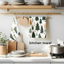 1set/2pcs/100pcs Christmas Tree Pattern Kitchen Rags And Dish Towels, Suitable For Interior Decoration In Restaurant, Kitchen, Bathroom, Party Decoration, Can Be Used As Holiday Gifts - Multicolor - View 7