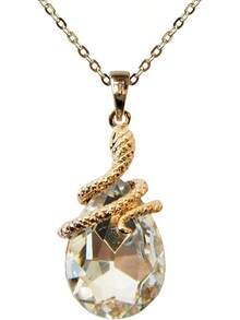 18k Gold Plated Water Drop Crystal Multicolor  Snake Pendant Necklace 16"+2"2025 - 白色 - 查看 1