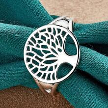Nhẫn mạ bạc Sterling 925 hình cây sự sống 7-10# dành cho nữ, trang sức cưới, đính hôn thời trang đơn giản - Bạc - Xem 5