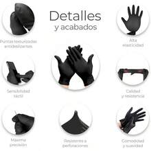 Raganet |   Guantes de Nitrilo Vinil de Alta Calidad Color Negro, Sin Látex, Sin Polvo, Diseño Ambidiestro, Ajuste Perfecto, Desechables y Resistentes Talla Chica - Negro - Ver 8