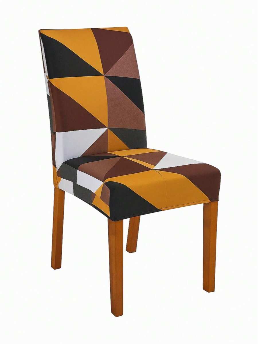4-Seater Printed Chair Cover Kit For Kitchen Dining Room Gel Mesh Offer - Rust Brown - View 1