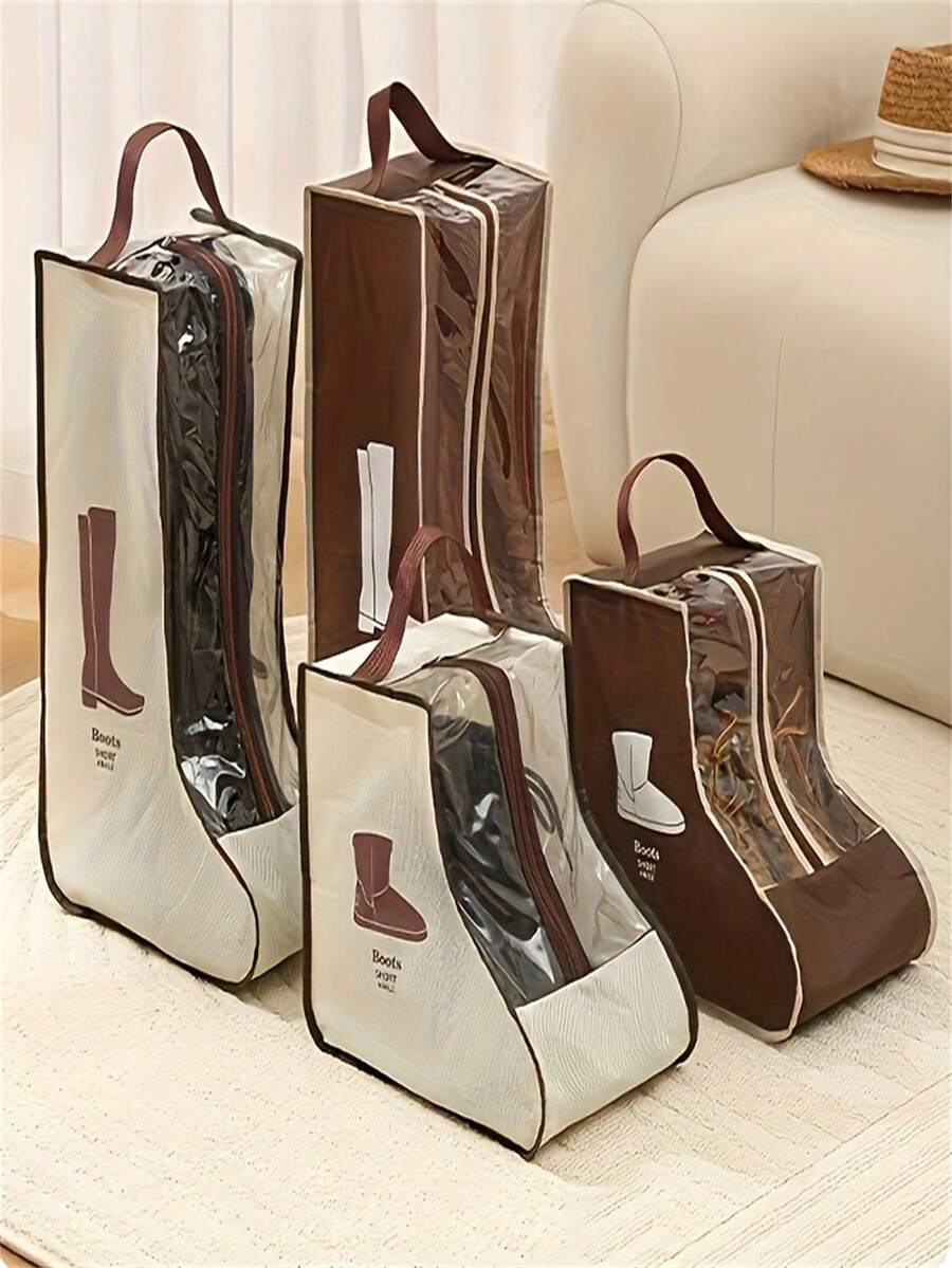 Bolsa de almacenamiento de botas de tela multifuncional con asa: transparente, bolsa protectora de zapatos adecuada para botas altas y de tobillo - diseño ligero, bolsa de almacenamiento de zapatos colgante - Multicolor - Ver 1