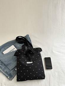 Bolso de hombro de malla nuevo, bolso de mano casual con volantes florales, de gran capacidad para vacaciones, de material de gasa - Multicolor - Ver 5