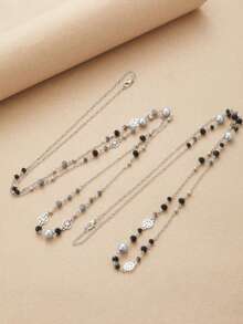 2件套法式时尚仿珍珠长项链，女士派对聚会配饰，优雅珠宝 - 長項鍊 - 查看 9