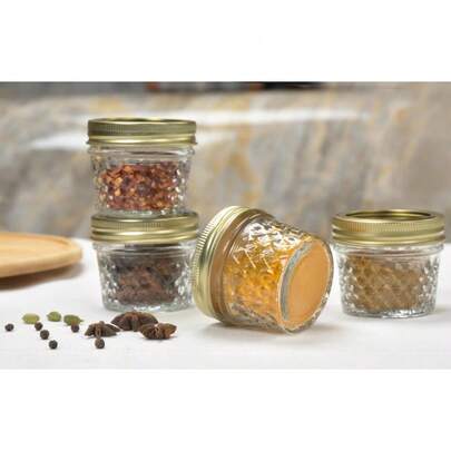 Best - Mini 4 Oz Mason Jars 12pk - Regular Mouth Decorative Canning Jars And Lids - Bulk Set For Dips, Jams, Spices,