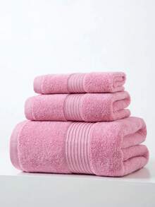 1 件套毛巾套装，轻薄，纯粉色，矩形 70 * 140 厘米浴巾，34 * 74 厘米面巾，34 * 34 厘米手帕，速干，吸水，柔软，适用于浴室、厨房、旅行、礼品、健身房、海滩、酒店、沙龙淋浴毛巾，适用于美容院、酒店运动、家庭必需品、毛巾、皮肤护理 - 粉色 - 查看 10