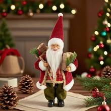 1pc New Country Style Santa Claus Statue With Pine Cone & Gift Bag, Classic Christmas Decor, Suitable For Christmas, Thanksgiving, New Year Decoration