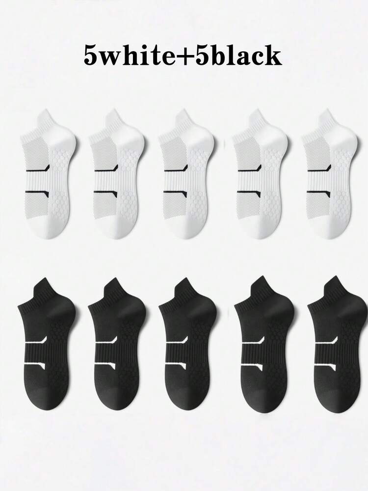 1/3/6/10 Pairs Men's Sports Socks, Comfortable Breathable Summer Thin Ankle Socks, Suitable For Outdoor Sports, Running, Fitness, Compression Socks, Fall - Black - View 18