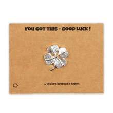 1PC/3PCS Good Luck Four-Leaf Clover Keepsake Token, Clover Lucky Charm With Card, Gift Card With 'YOU GOT THIS - GOOD LUCK! ' Message