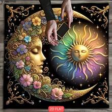 1pc Tarot Tablecover Elegant Sun And Moon Mandala Talobu Altar Cloth Starry Sky Table Cloth Witchcraft Astrology Black Oracle Mat Tarot Tablecloth Boho Playmat Cloth Home Decor - Black - View 4