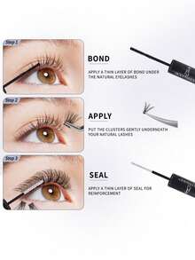 10ml Eyelash Glue And Sealant, Super Strong Adhesive For DIY Eyelash Extension, 5ml Eyelash Glue Remover, Eyelash Tweezers Set, 48-72 Hour Waterproof Cluster Eyelash Glue, Eyelash Extension Kit, Makeup Tools - Black - View 3