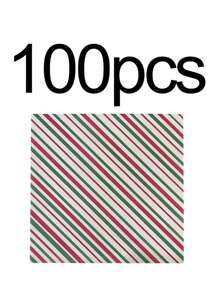 100 pezzi di fogli di carta cerata a quadri/righe rossi e verdi, antigrasso, adatti per panini, ideali per feste di Natale, vacanze, picnic, panini, dolci, essenziali per picnic, decorazioni natalizie, pigiami natalizi, regali di Natale, decorazioni natalizie