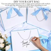 3/6/12 Thank-You Gift Bags With Handles 11.8x10x4 Inches, Ribbon Gift Packaging Bags, Shopping Bags, Welcome Bags, Bridesmaids, Baby Showers, Mother's Day Graduation Ceremonies, Weddings, Housewives, Birthdays, And Bow Ties As Gifts In Return