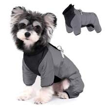 Vindtät reflekterande jacka med fyra ben, justerbar kardborreband för utomhusbruk, snöjacka för små/medelstora hundar, med koppelring för promenader