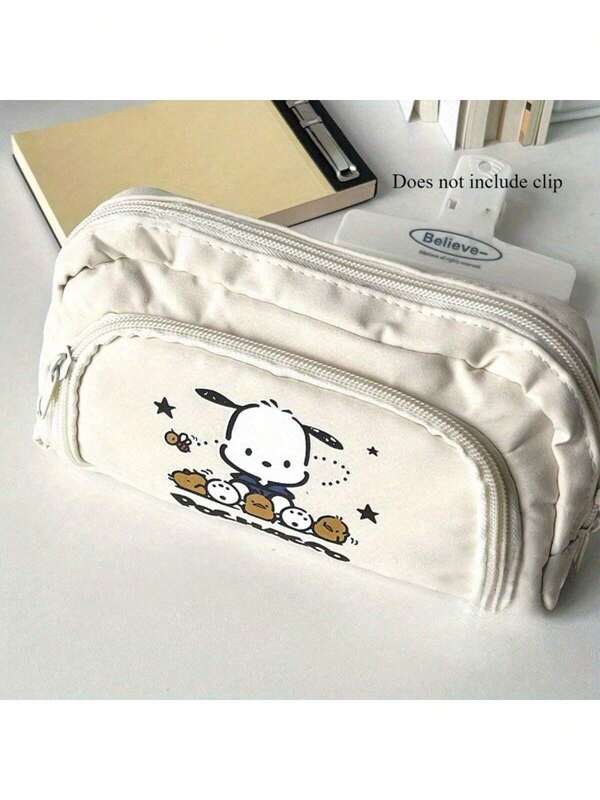 Sanrio 1pc Sanrio Pencil Case, Cute Cartoon Design, High-Quality, Large Capacity, Student Stationery Organizer, Women Cosmetic Bag