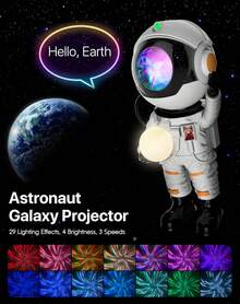 Astronaut Starry Sky Projector, Galaxy Night Lamp For Bedroom Star Projector With Remote Control, Bright Led Lamp Aesthetic Nebula Ambient Lighting For Gaming Room, Home Theater, Ceiling, Party Decor And Christmas Gift - Giữ mặt trăng trắng - Xem 2
