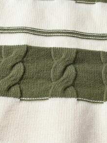 Boys & Teens' Striped Thick Knit Pullover Sweater, Collegiate Style, Suitable For School, Casual Wear In Spring, Autumn, Winter - Green - View 5