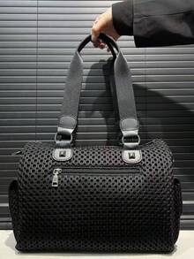 Women's Fashionable Y2K Mesh One Shoulder Bag, Large Capacity Patchwork Rivet Retro Crossbody Bag, Multi-Pocket Urban Street Style Handbag, Suitable For Daily Use And As A Gift - Black - View 8