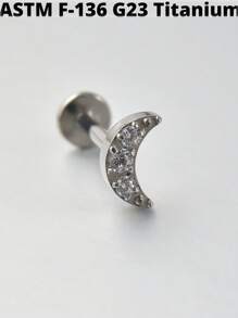 1 件 G23 钛金五角形锆石唇钉内螺纹 CZ 耳钉耳软骨耳屏耳轮耳环耳垂穿孔珠宝 - 如圖 - 查看 11