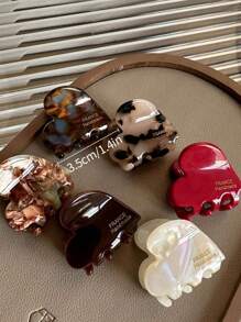 6 件/4 件/1 件亚克力发夹 2024 新款心形迷你爪夹，适用于刘海和侧发际线，多巴胺情人节发夹，发夹，发夹，发夹，学校用品，学院秋冬发饰，女士度假装扮