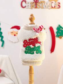 1 pieza Ropa para mascotas, Lindo atuendo para perros/gatos pequeños, Cálido y cómodo suéter de felpa navideño para mascotas