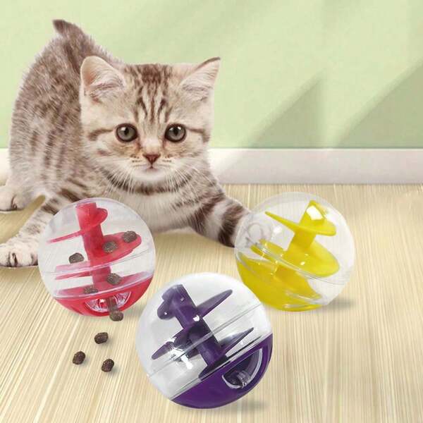 1 peça de brinquedo de alimentação lenta para animais de estimação com design de bola espiral, bola de quebra-cabeça com distribuição de comida para gatos