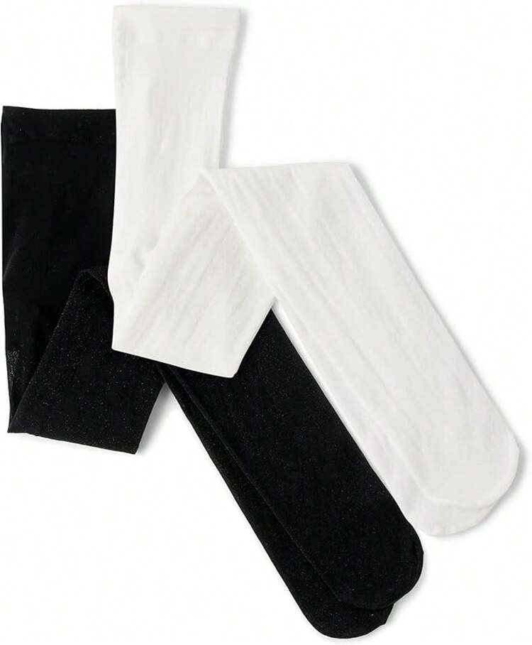 And Toddler Tights Medias Niñas - Negro/Blanco 2-pack - Añade 2