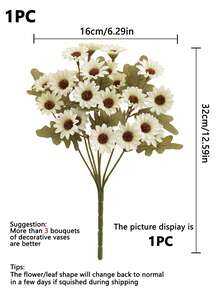 1PCS/3PCS/5PCS/80PCS 人造花-丝绸菊花，雏菊花束假菊花，雏菊适合秋季婚礼花瓶用于家庭餐厅卧室装饰，节日生日派对配件，户外花园装饰秋季家居装饰 - 白色 - 查看 2