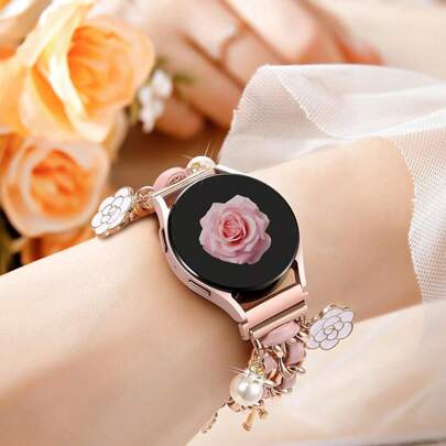 Pulseira de relógio inteligente feminina estilo boêmio, 1 peça, com coração, cruz, amor, elementos da Torre Eiffel, compatível com 38/40/41/42/44/45/49 mm