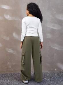 Halloween Kids Costumes Girls Clothes Piece Outfit Ribbed-Shirt Top + Cargo Pants, Girls Fall Clothing Set, Sizes-12 Years