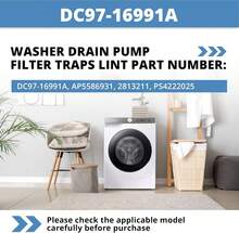 DC97-16991A Washer Drain Pump Filter Replacement For Samsung Washer Coin Trap Leak Proof WF42H5000AW WF42H5000AW\/A2 WF42H5200AW\/A2 WF45K6500AW\/A2 WF45M5500A\/WF45M5100A W45R6100A WF50K7500A