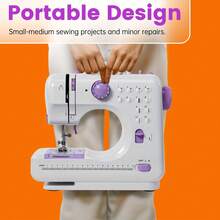Portable Household Sewing Machine, With 12 Built-In Stitches & Foot Pedal For Sewing Beginners & Amateurs - 查看 8