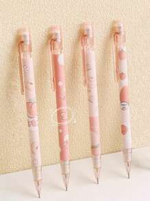 6pcs Peach Automatic Pencils, Cute Cartoon Peach Automatic Pencils With 0.5mm Lead, High-Quality Stationery Suitable For Office, School, Back To School Season