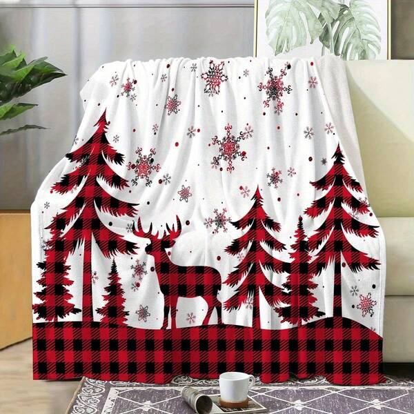 Manta de franela a cuadros rojos con renos cómoda - Perfecta para Navidad, Acción de Gracias y todas las estaciones - Suave, duradera y lavable a máquina - Adecuada para sofás, camas, decoraciones de oficina y regalos, Ideal para Navidad, Perfecta para Acción de Gracias, Chal/manta versátil: Duradera, cómoda, transpirable, fácil de cuidar. Multiuso: cama/sofá/campamento/viaje/oficina/coche/escritorio. Eventos: Año Nuevo/Día de San Valentín/Otoño/Día de San Patricio/Halloween/Acción de Gracias/Navidad/Solsticio/Pascua/Mamá y Papá/4 de julio/Día del Trabajo. Patrones: Leopardo/Rayas/Cuadros/Pata de gallo/Geométrico/Animal/Botánico/Abstracto/Bandera de EE. UU./Cuadros navideños. Tipos: Manta/Puntada/Cosido a mano/Térmica/Franela/Microfibra/Bambú. Flecos/Borlas/Pompones. Telas: Sherpa/Gruesa/Punto de cable. Características: Todo el año, calor ligero, anti-pelusas, para regalo.