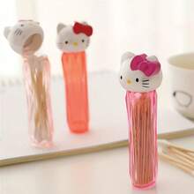 Sanrio Sanrio Hello Kitty Cute Creative Cleaning Swab & Toothpick Storage Box, Portable Desktop Organization Display Box