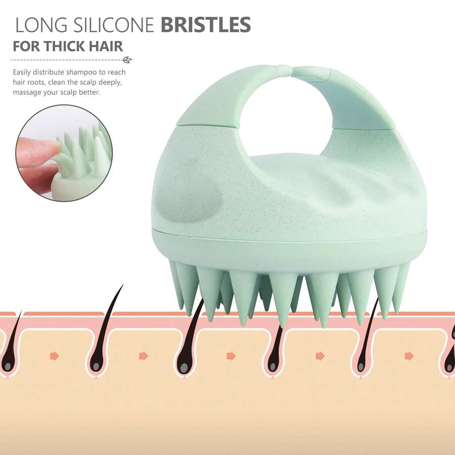 فرشاة تدليك فروة الرأس من سندي، فرشاة تقشير فروة الرأس بشعيرات سيليكون ناعمة، مقشر فروة الرأس لإزالة القشرة، فرشاة تدليك فروة الرأس لنمو الشعر، فرشاة شعر رطبة وجافة لعناية فروة الرأس، باللون الأخضر