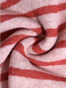 Women's Retro Striped Cardigan, Casual Daily Wear, Suitable For Spring/Autumn/Winter, Ideal For Valentine's Day Outfit - Red - View 7