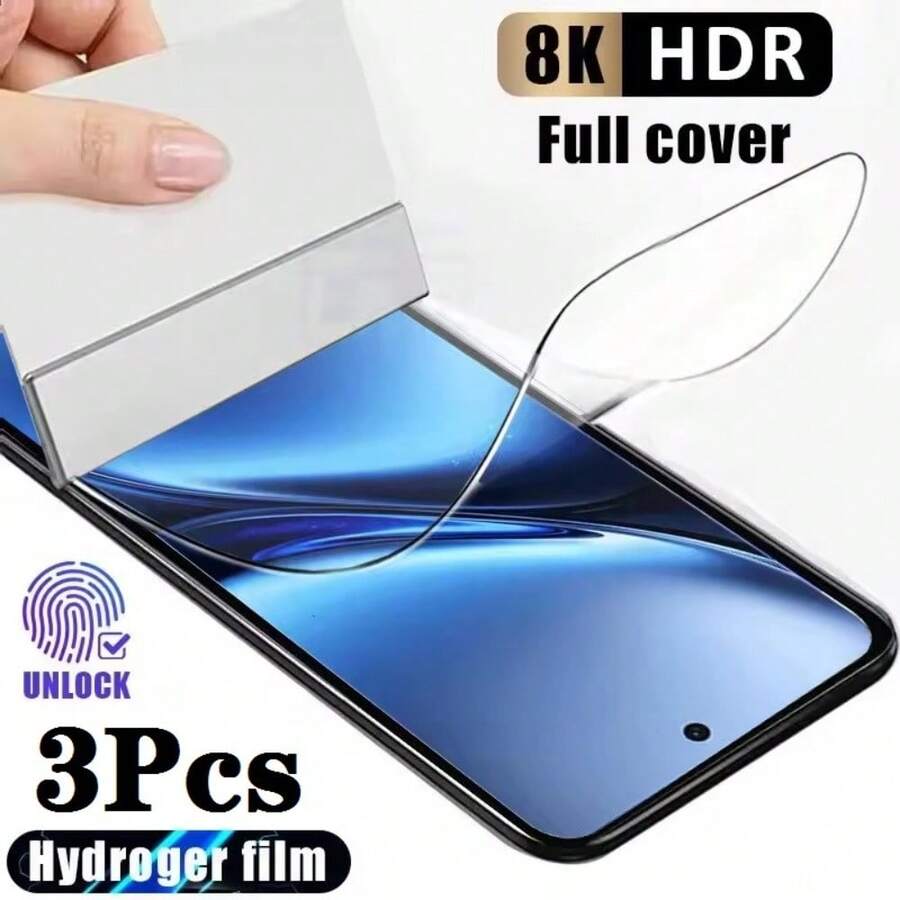 3 buah Pelindung Layar Hidrogel Jernih Tinggi Kompatibel dengan One Plus 7 Pro/7T Pro/8/8 Pro/9 Pro/10 Pro/11/11R/Ace2/13/12R, Perlindungan Layar Penting untuk Penggunaan Sehari-hari, Kantor, Layar Ponsel di Rumah, Tahan Air, Tahan Guncangan, Anti Jatuh, Anti Gores, Anti Sidik Jari, Perlindungan Penuh - 3 buah - View 1