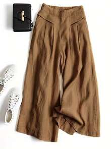 Pantaloni casual a gamba ampia di colore unito per taglie forti