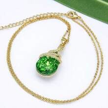 18k Gold Plated Water Drop Crystal Multicolor  Snake Pendant Necklace 16"+2"2025 - 淺綠色 - 查看 7