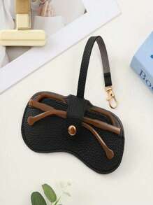 1pc Elegant Embossed Glasses Cover, Cute Hanging PU Leather Sunglasses Storage Bag, Portable Travel Eyewear Holder, Ideal Choice For Gifts