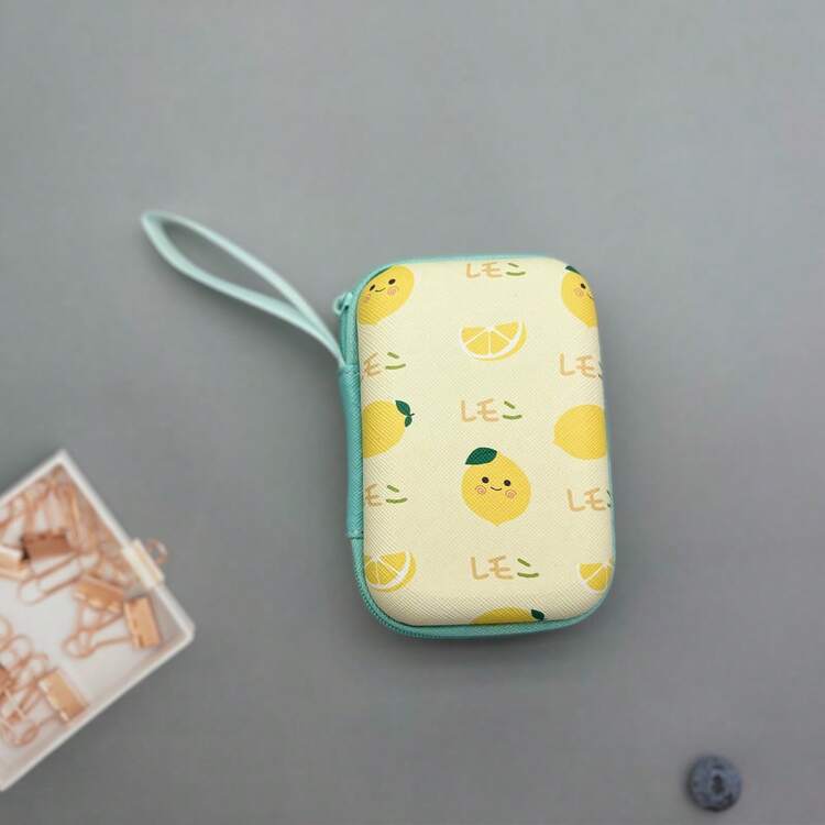 1 件 EVA 材质可爱水果图案拉链耳机盒，有趣设计的充电器收纳盒，适用于 、蓝牙耳机、电缆、USB 驱动器和其他小型电子设备，防摔，多功能数码配件收纳盒，便携式旅行零钱包，适合假日旅行、户外活动电缆收纳盒充电器配件旅行必需品 - 彩色 - 查看 12
