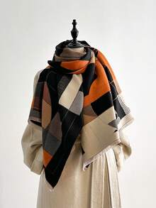 1 chiếc khăn choàng cổ ấm áp bằng vải cashmere giả jacquard họa tiết mèo tối giản, thích hợp cho phòng có máy lạnh, khăn choàng cổ đa năng thời trang cho mùa thu/đông dành cho nữ, khăn choàng mùa đông cho trang phục - Nhiều màu - Xem 7