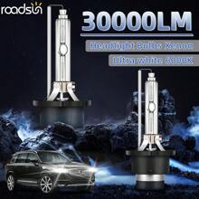 2个ROADSUN D1S D2S D4S D3S汽车大灯灯泡，6000K冷白光，氙气灯，3500小时寿命，防水设计，亮度提升350%，5分钟安装，强劲散热系统，完美光型防眩光，内置驱动器